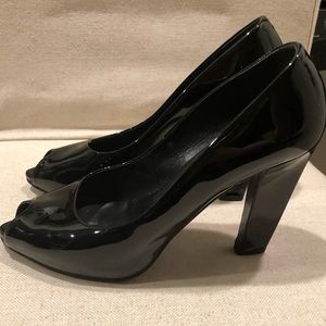 Used Black Prada Peep Toe pumps